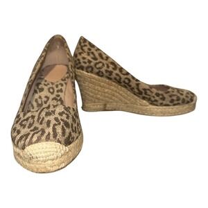 J. Crew Leopard Print Espadrille Wedge Shoes, Size 9